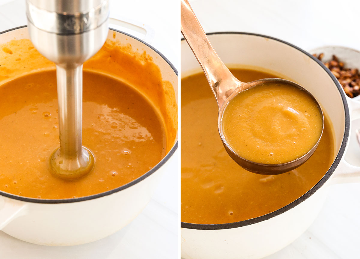butternut squash soup blended until smooth.