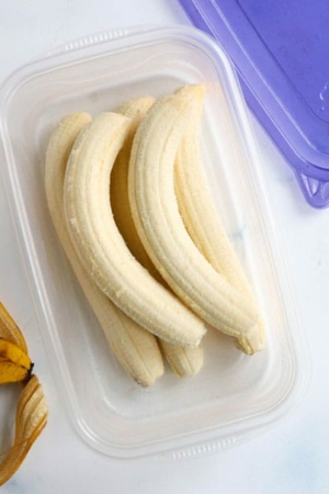 frozen whole bananas in container