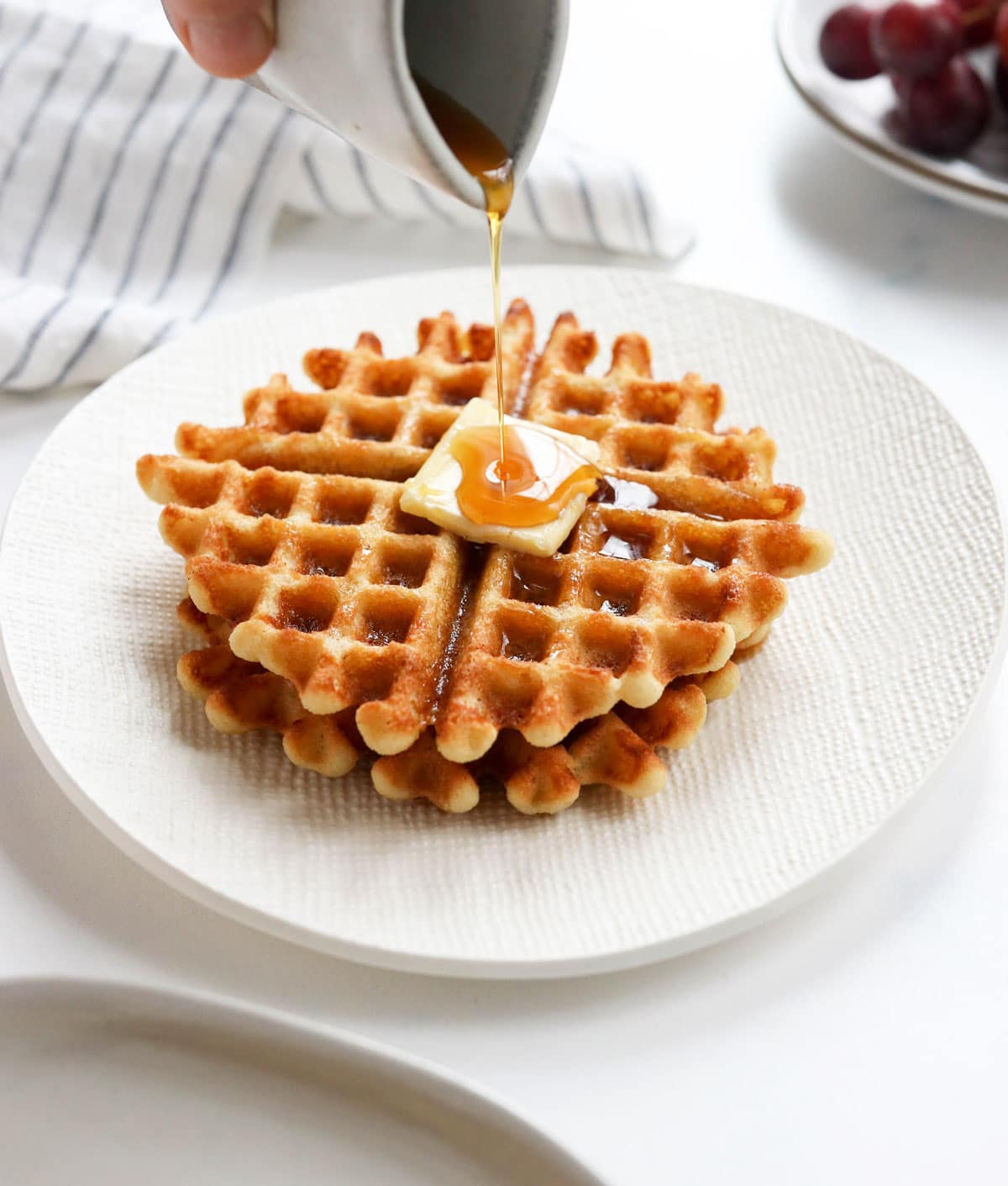 almond flour waffles with syrup