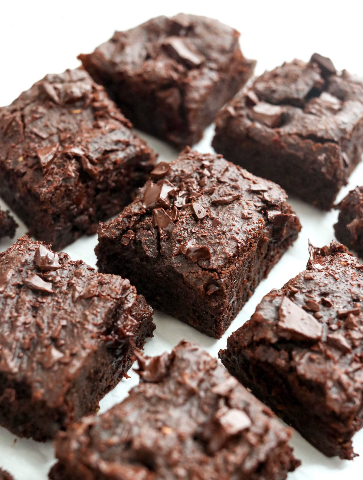 black bean brownies sliced into squares