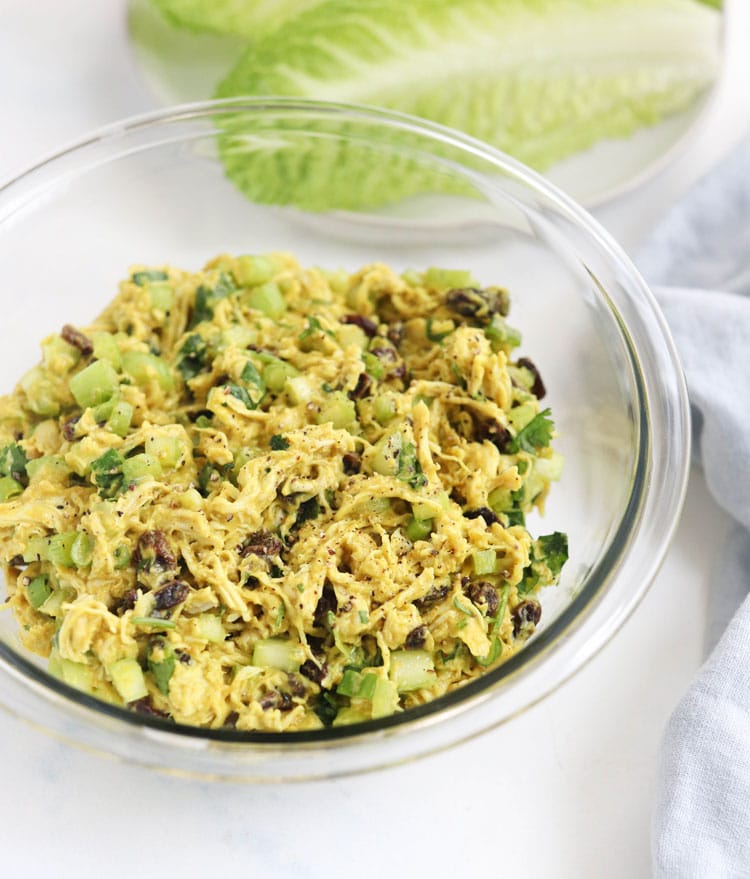 finished chicken salad in bowl