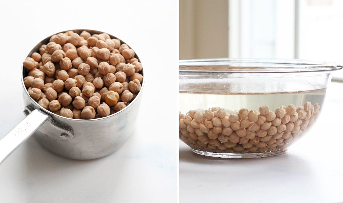 dried and soaked chickpeas