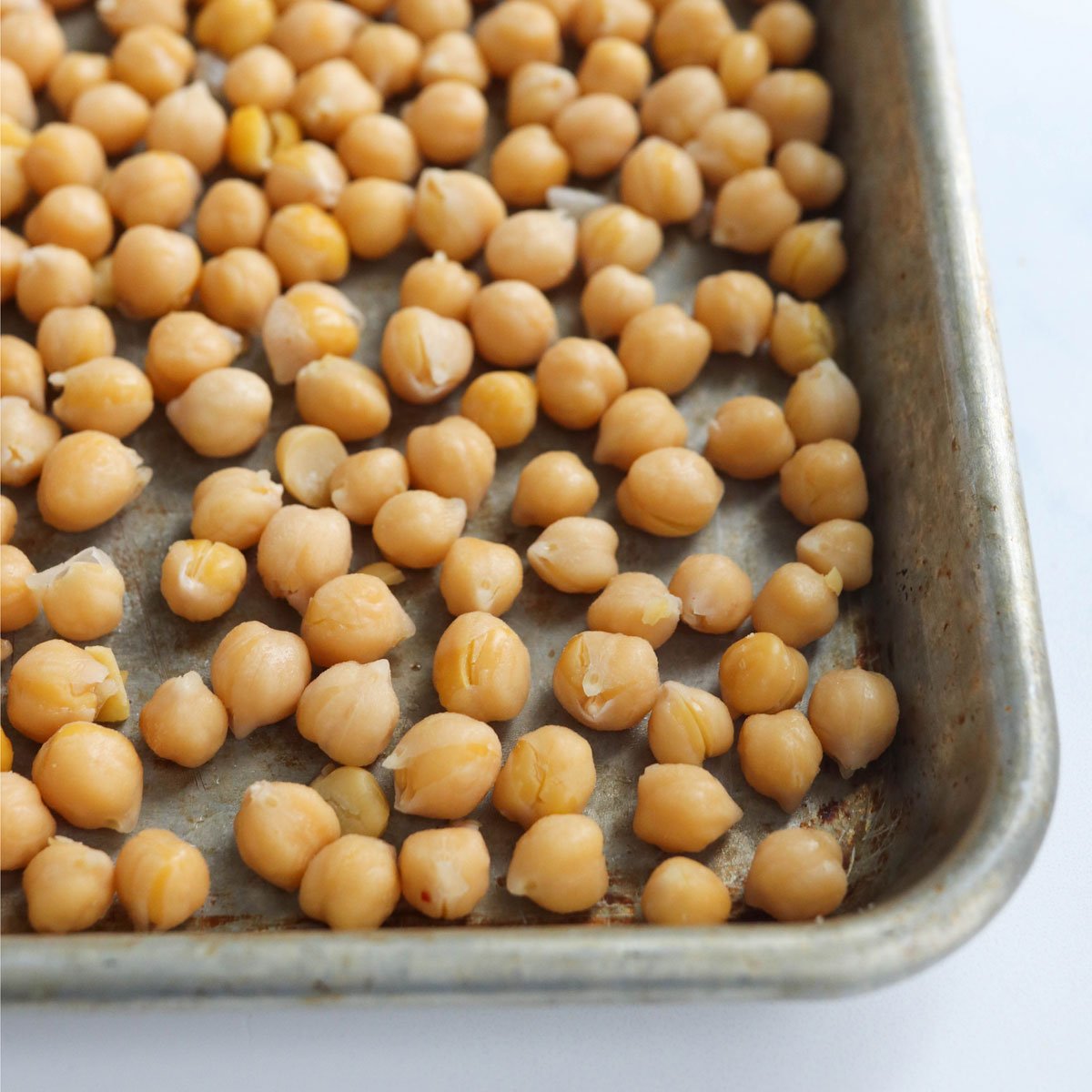 frozen chickpeas on pan