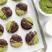 matcha cookies dipped in chocolate