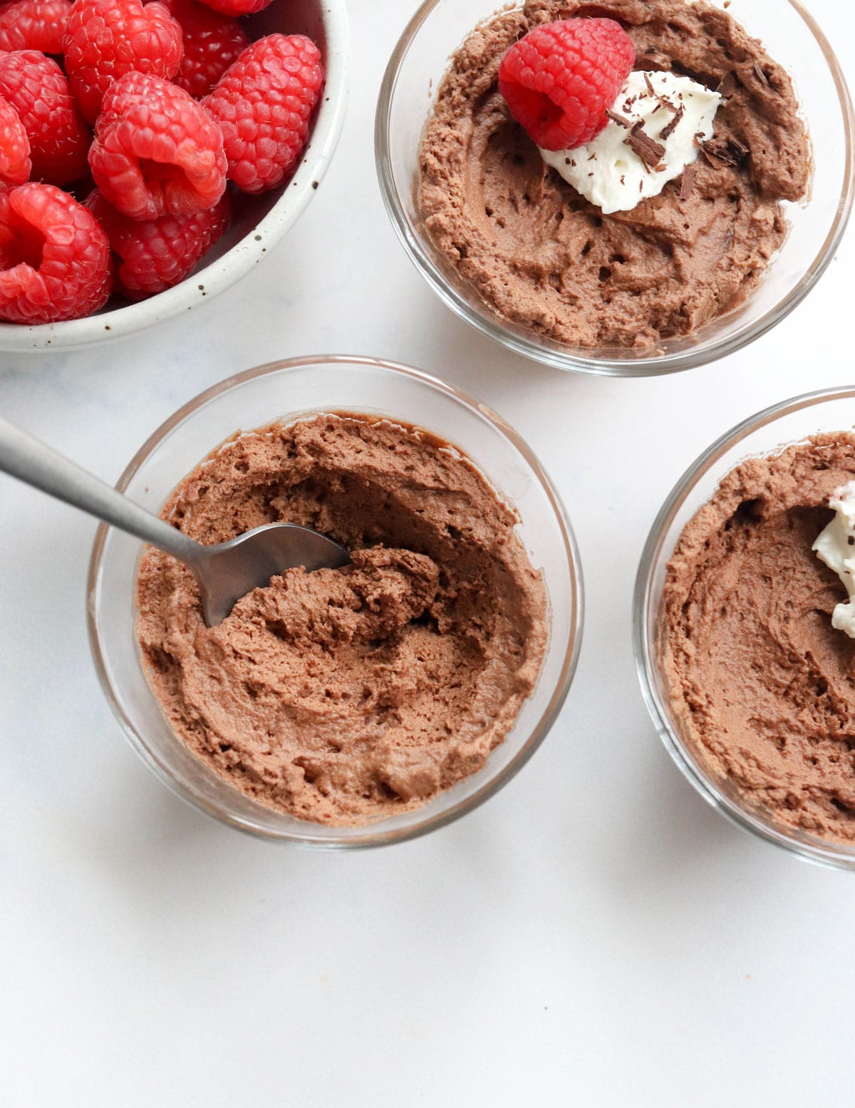 aqufaba chocolate mousse with a spoon