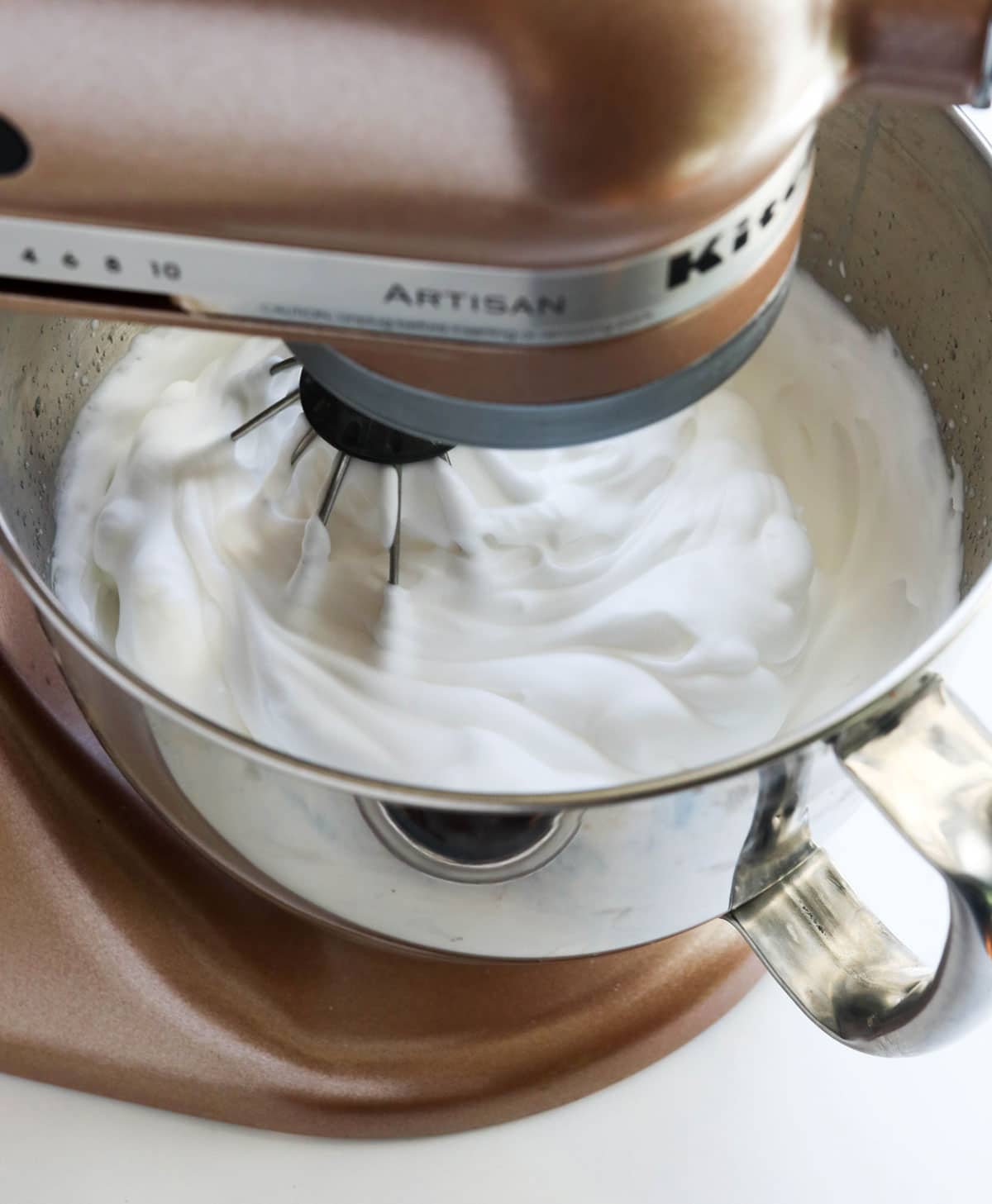 whipped aquafaba in stand mixer
