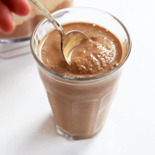 chocolate smoothie with spoon
