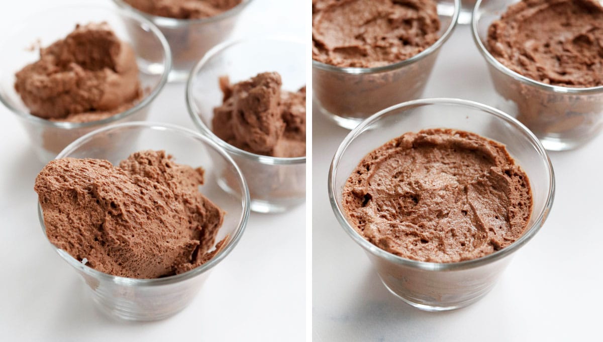 fluffy vegan mousse in jars