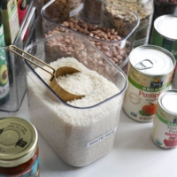 pantry ingredients on white surface