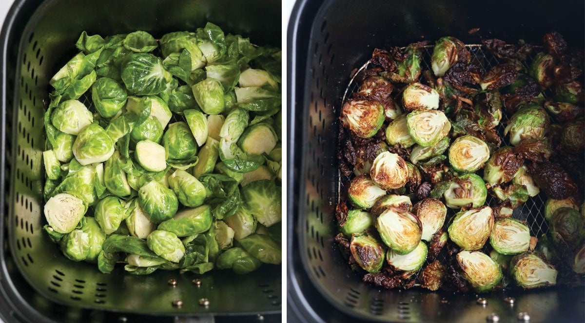 brussels cut in half in air fryer