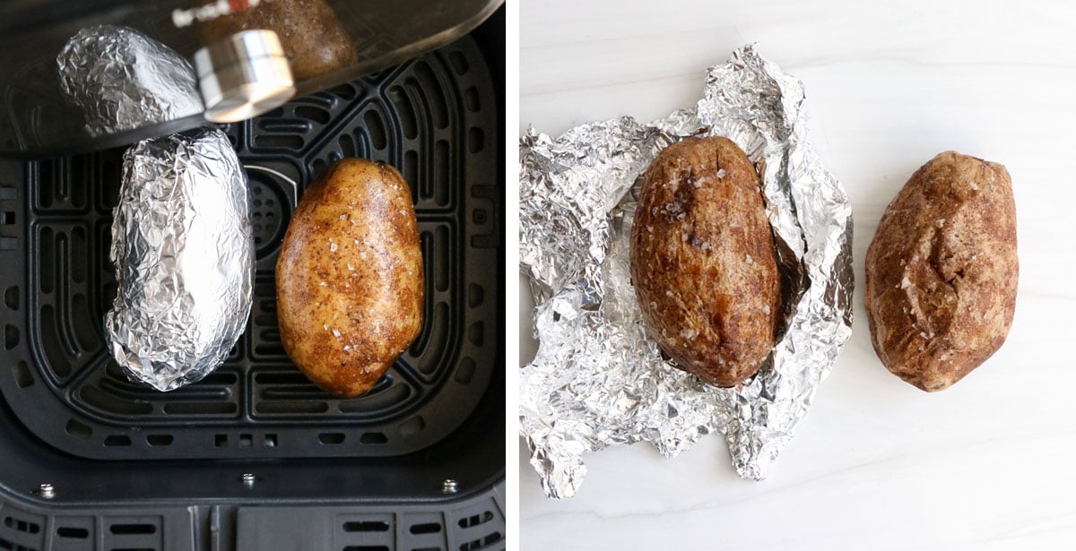 potatoes wrapped in aluminum foil.