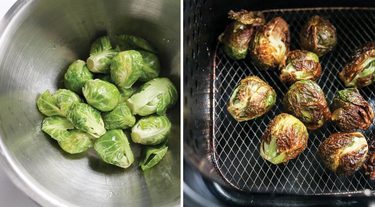 whole brussels sprouts in the air fryer