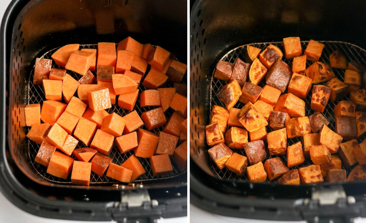 cubed sweet potatoes in air fryer