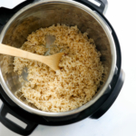 instant pot brown rice with spoon