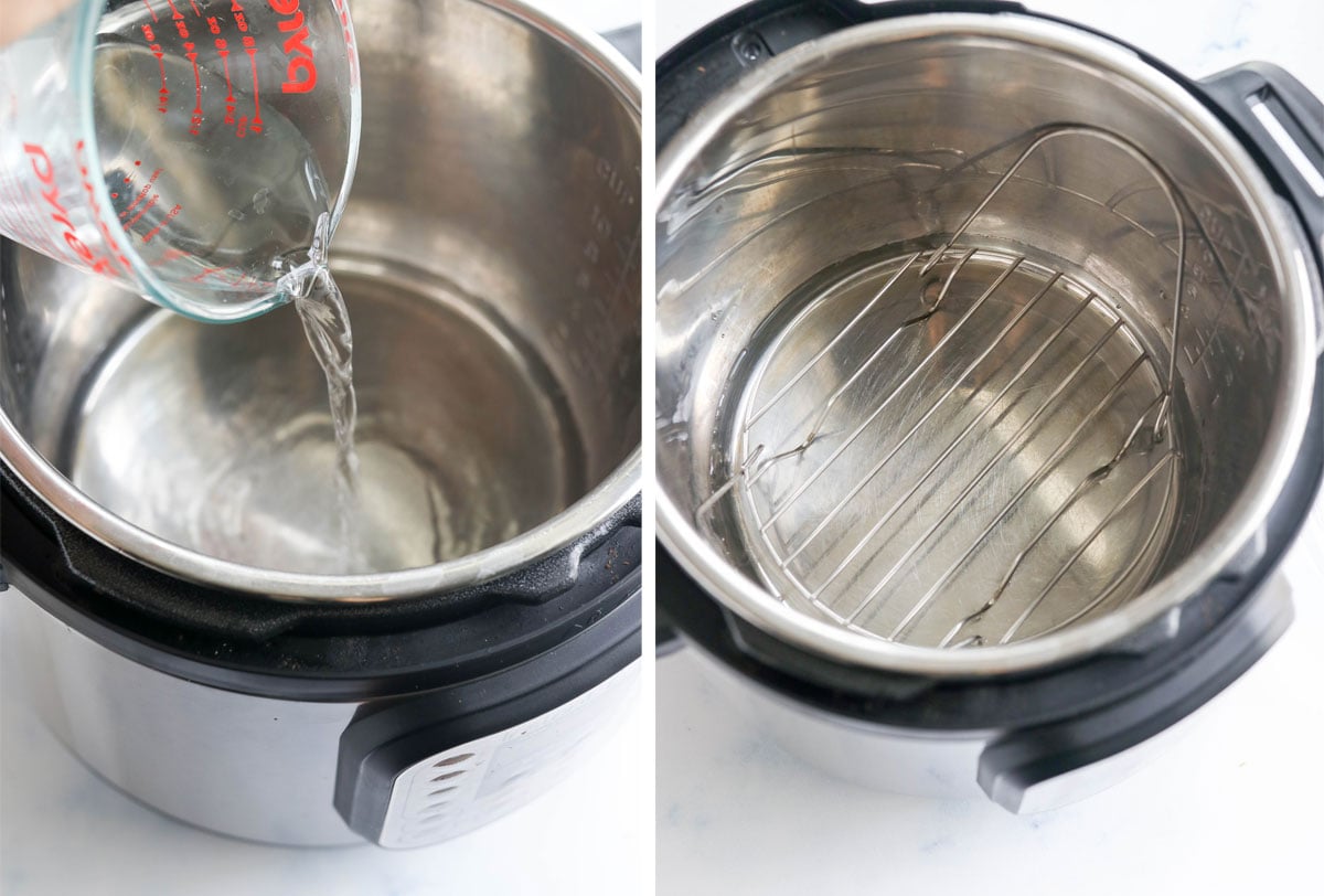 water and trivet in the bottom of Instant Pot