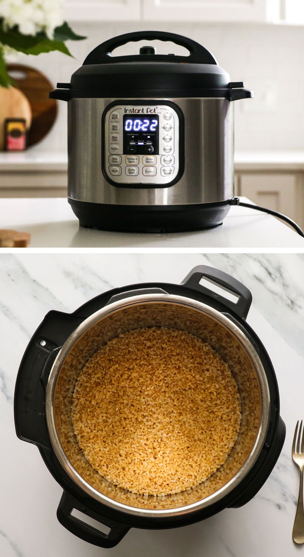 instant pot cooking for 22 minutes and rice finished. 