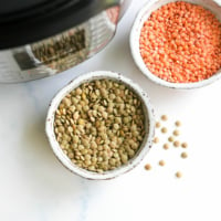 green and red lentils by the Instant Pot