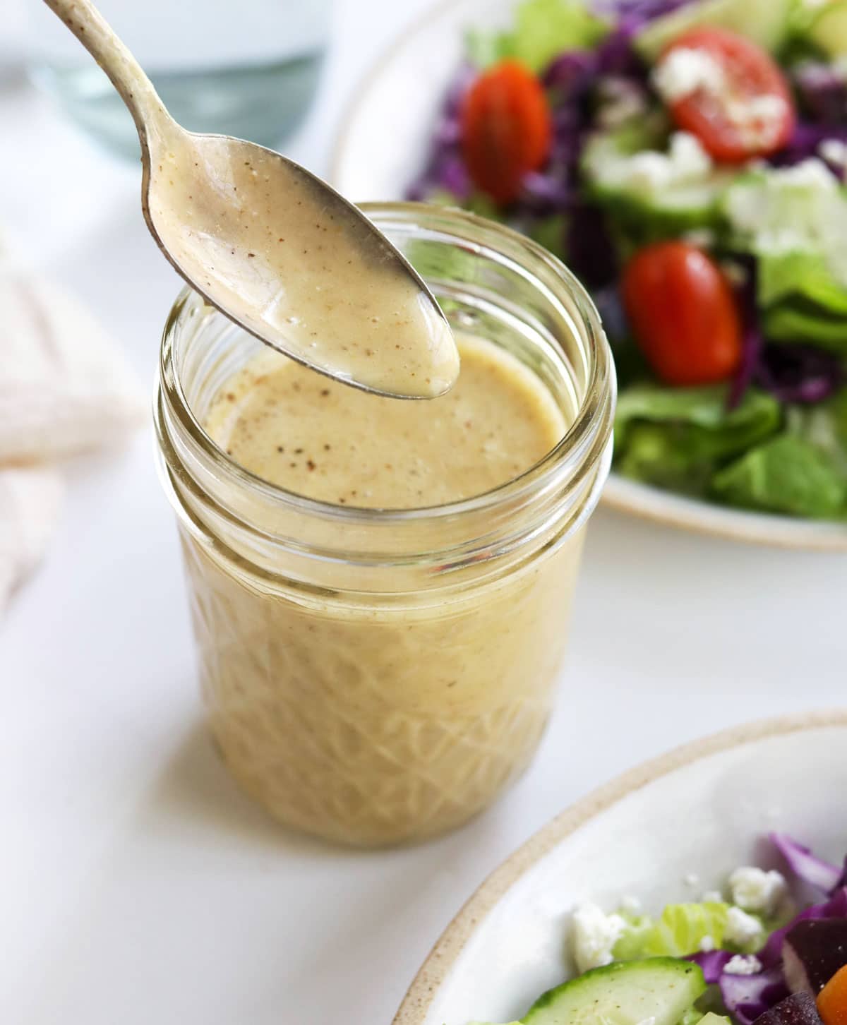 italian dressing in glass mason jar