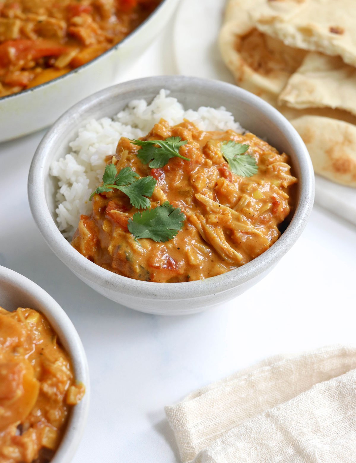 jackfruit curry served over rice with cilantro