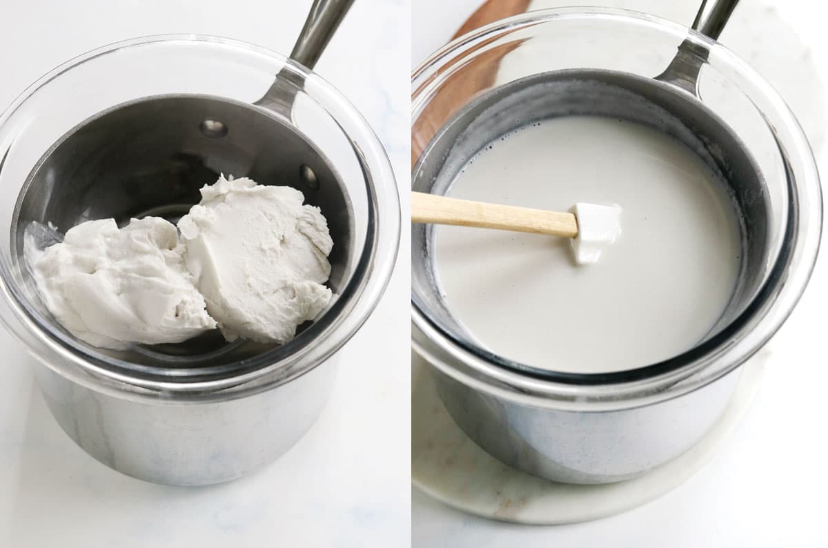 solid coconut cream melted in bowl