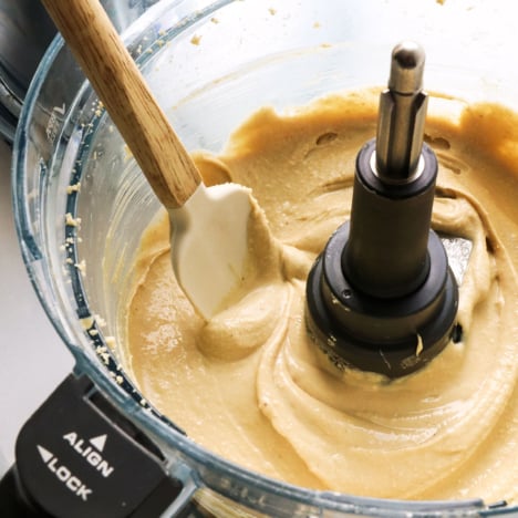 cashew butter blended in a food processor with spatula.