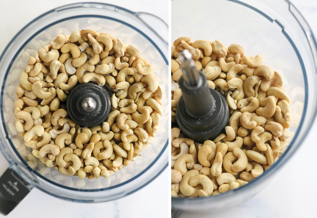 whole cashews in food processor bowl