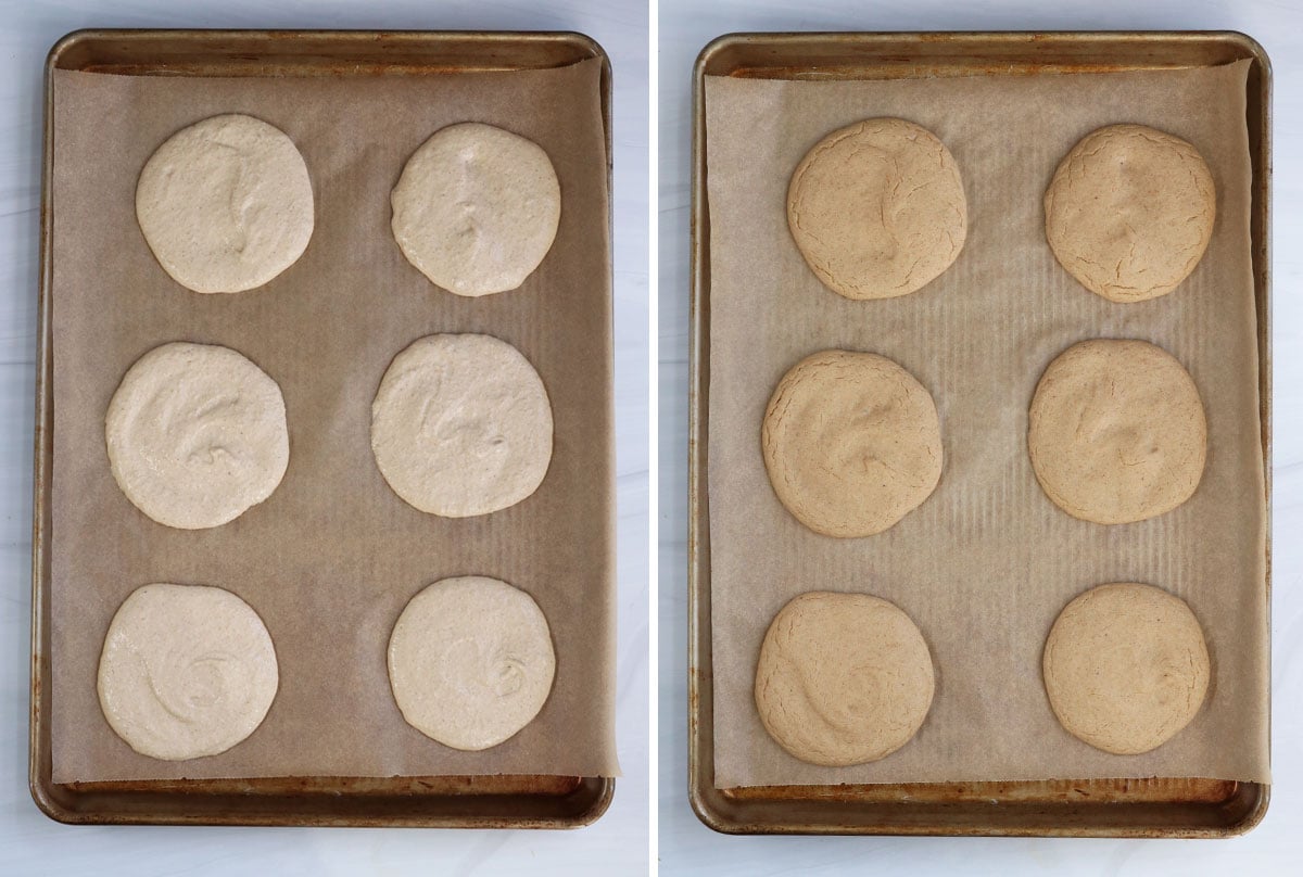baked pancakes on sheet pan.
