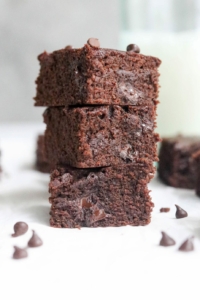 3 coconut flour brownies stacked