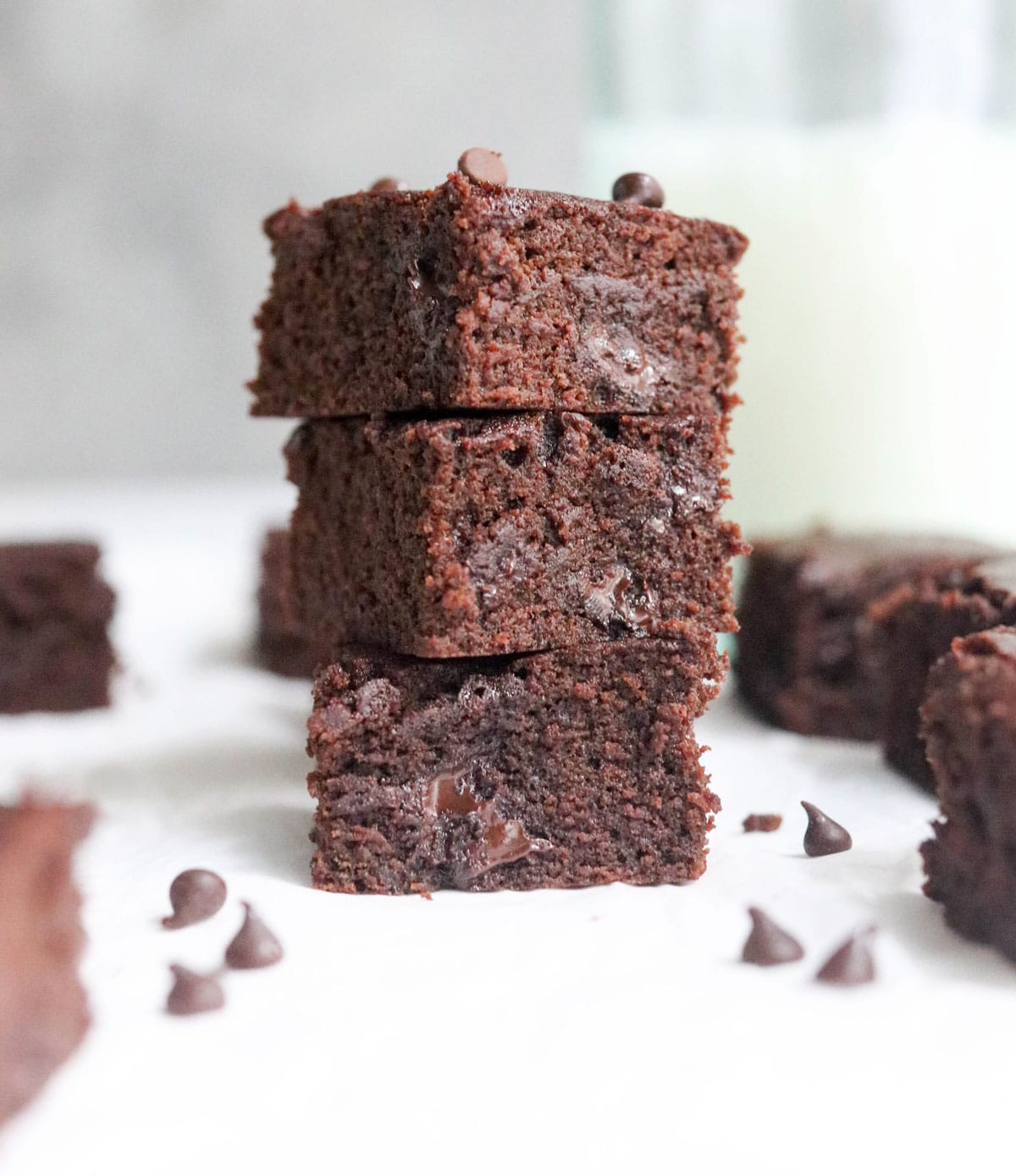 3 coconut flour brownies stacked