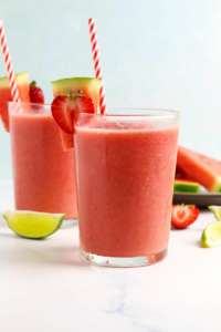 watermelon smoothies in 2 glasses