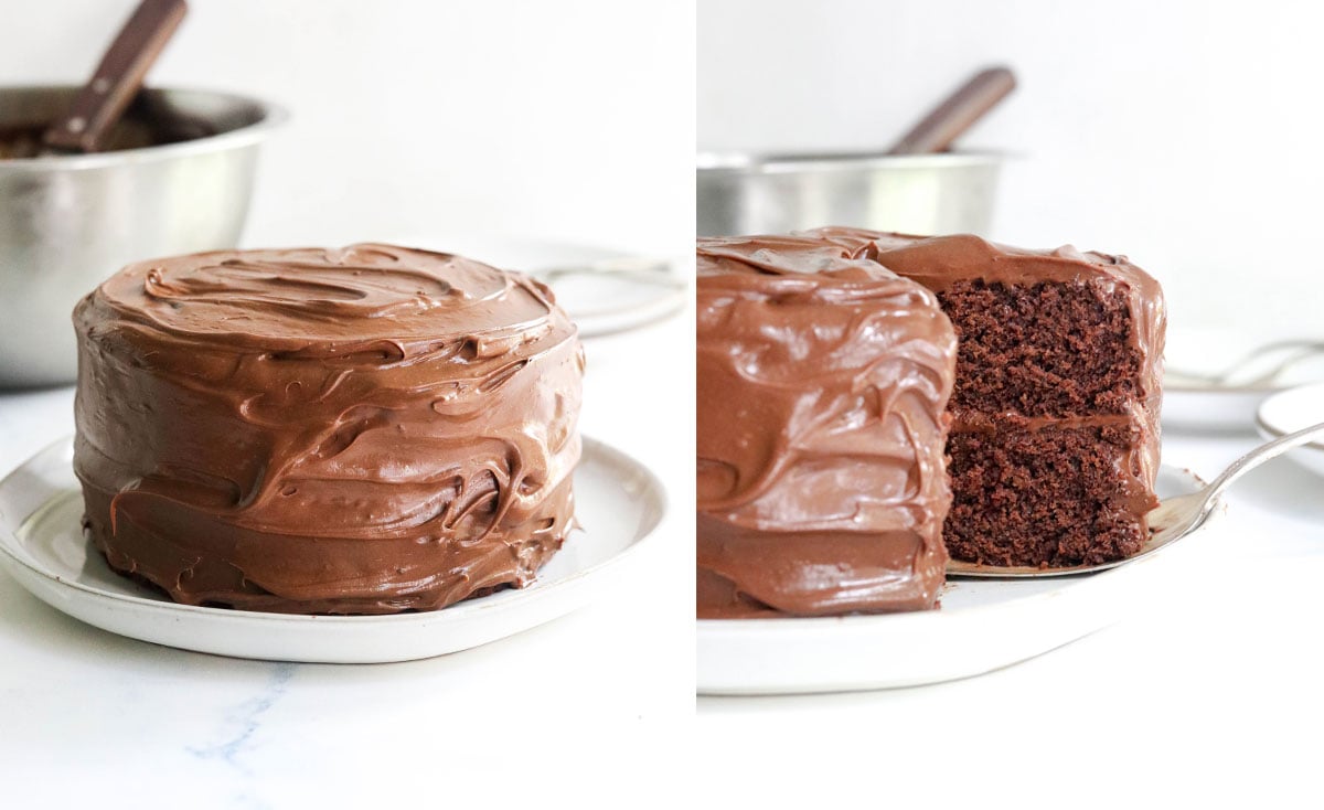 frosted 2 layer chocolate cake