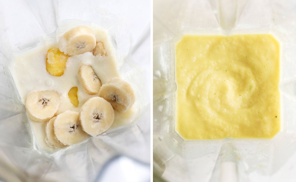 frozen pineapple and banana in blender
