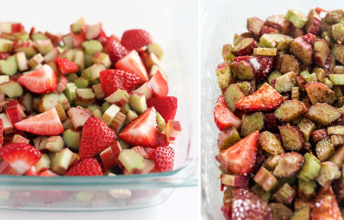 strawberries and rhubarb tossed in sugar