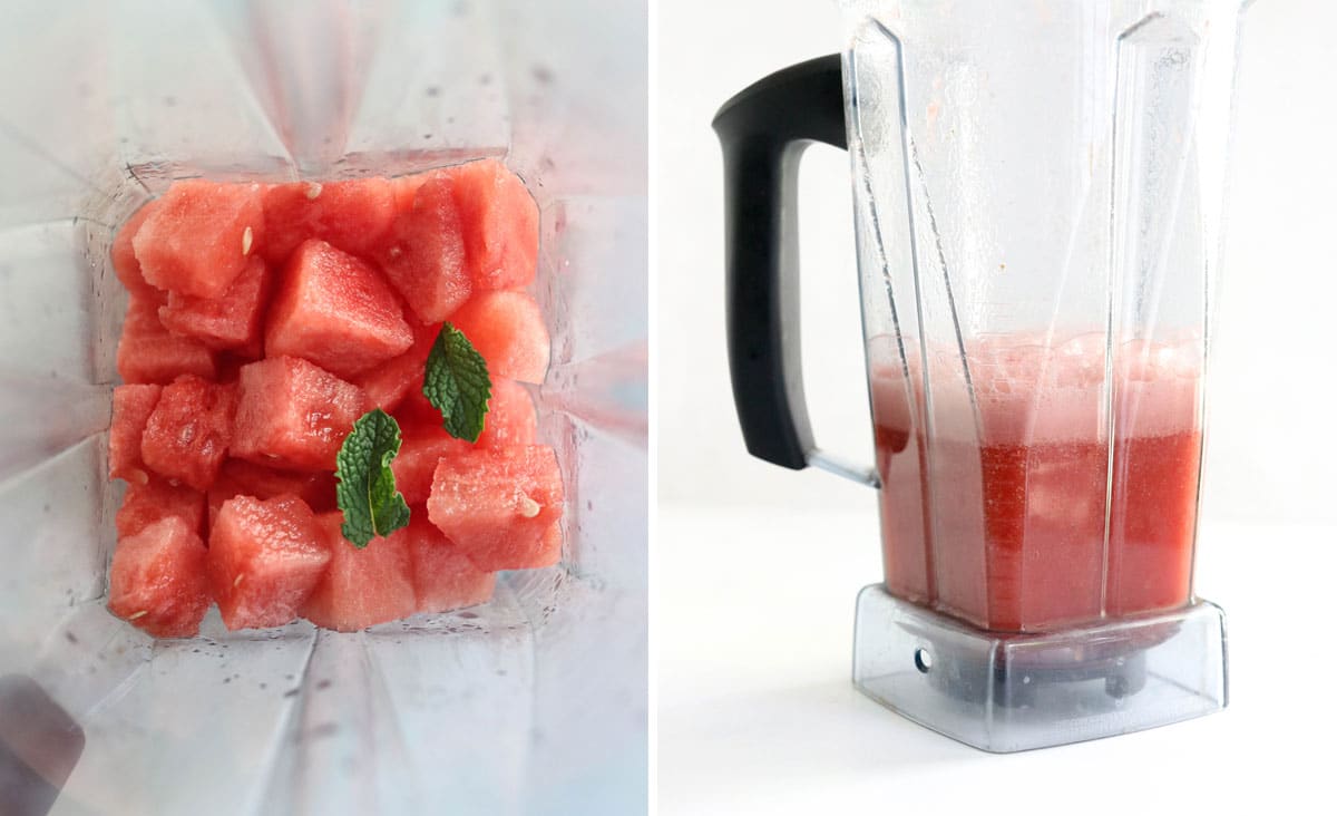 watermelon and mint in blender