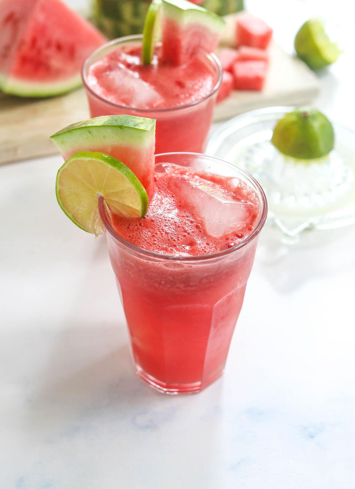 watermelon juice in glasses