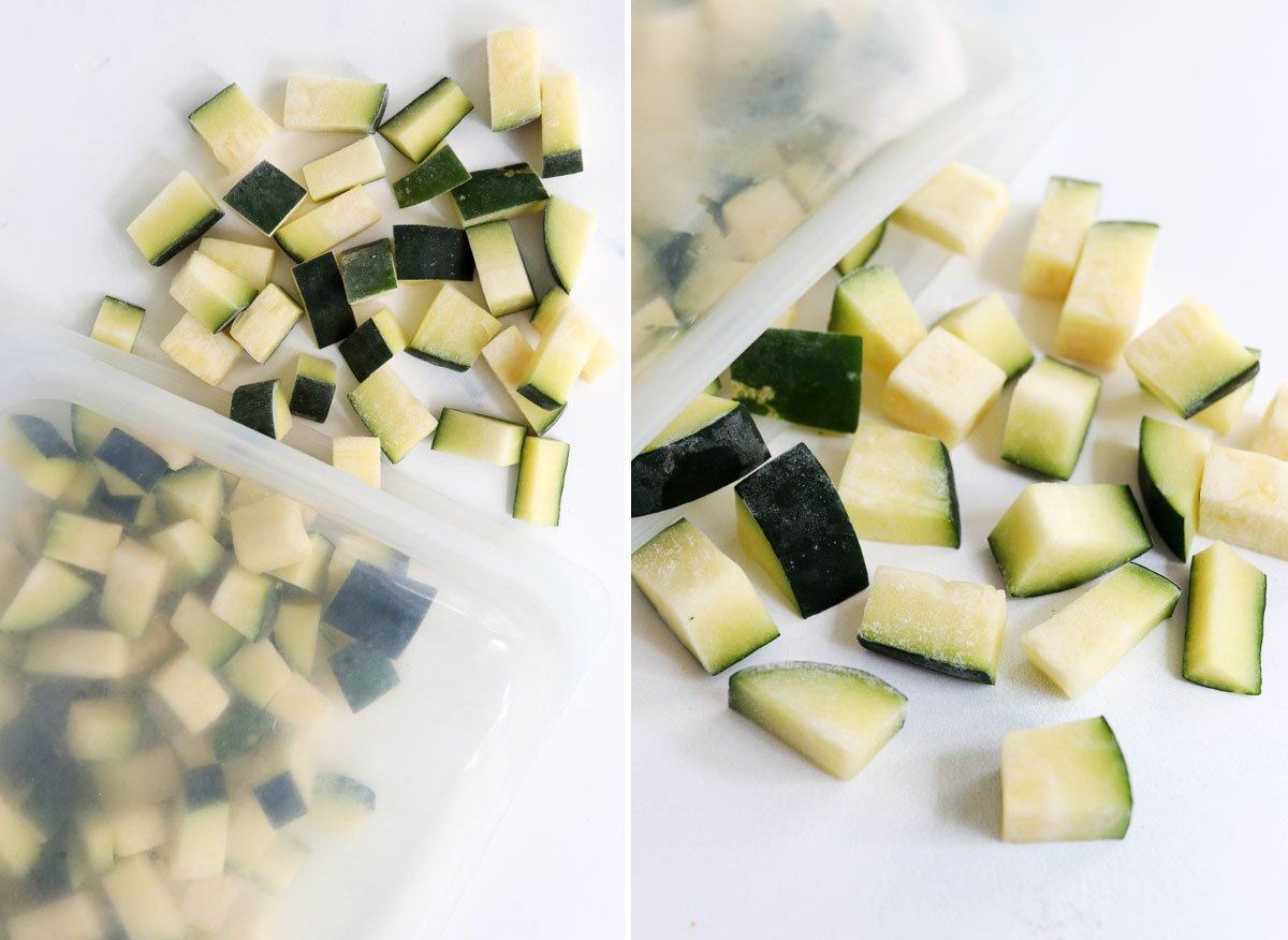 frozen zucchini in silicone storage bag