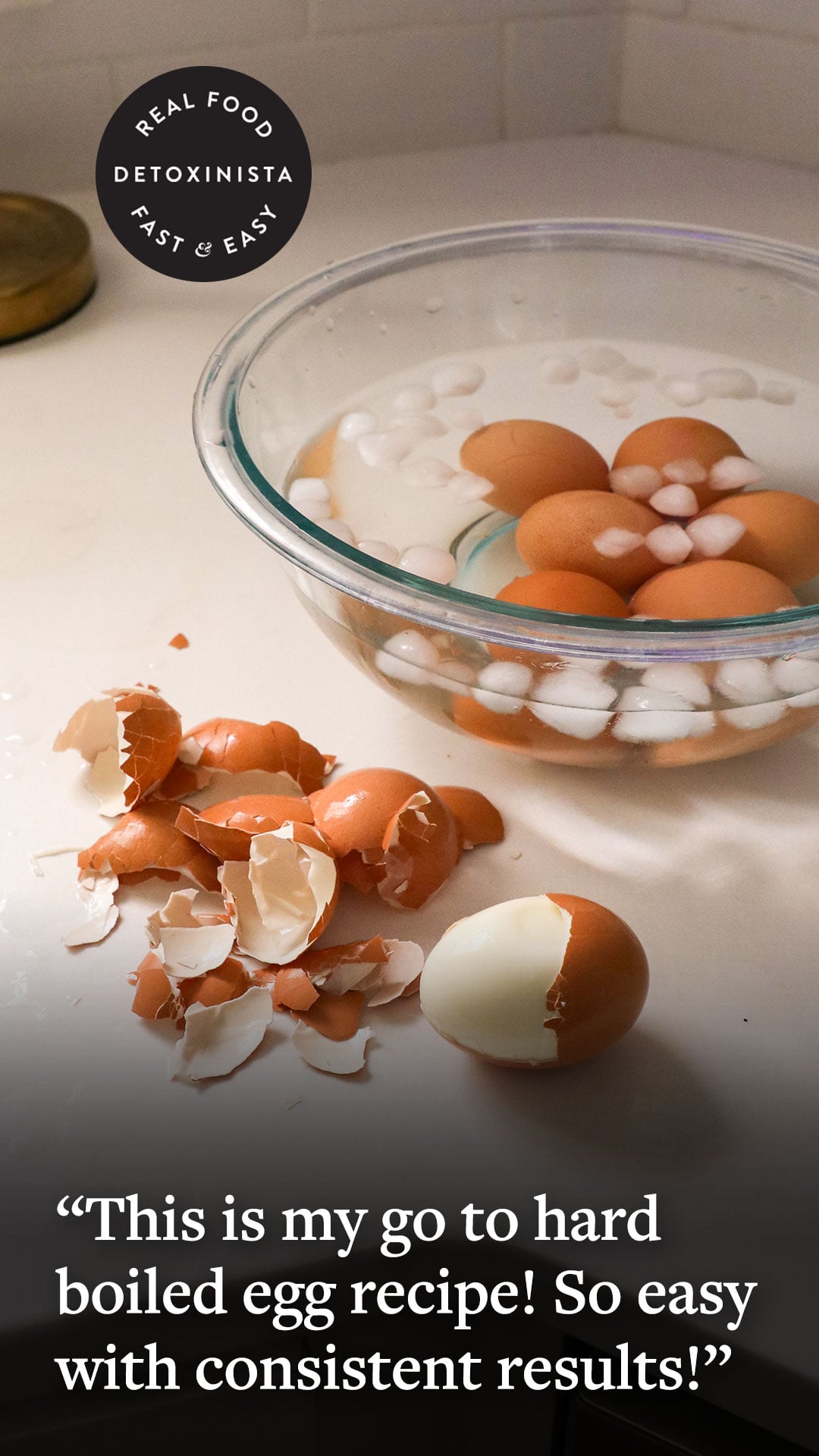 hard boiled egg peeled on my kitchen counter.
