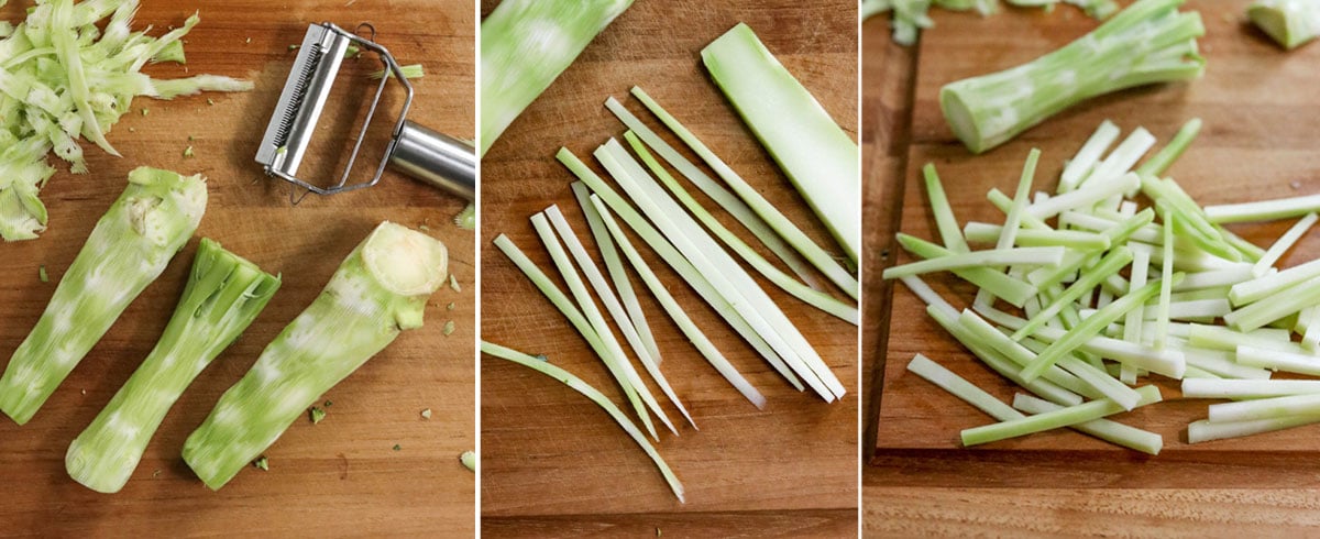 broccoli stems cut into matchsticks