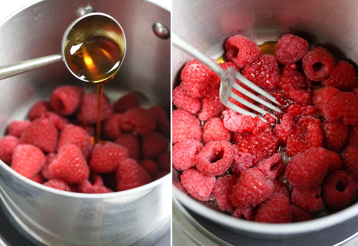 maple syrup and fruit in pot