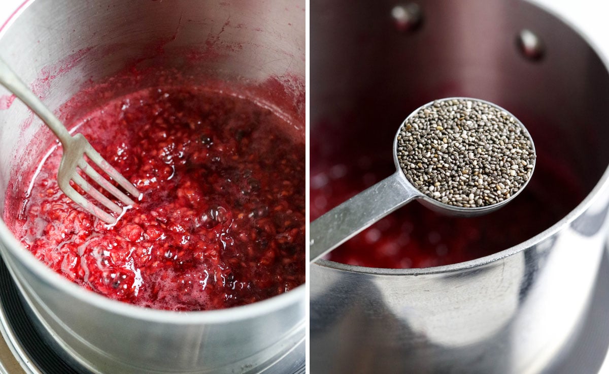 boiled raspberries and chia seeds