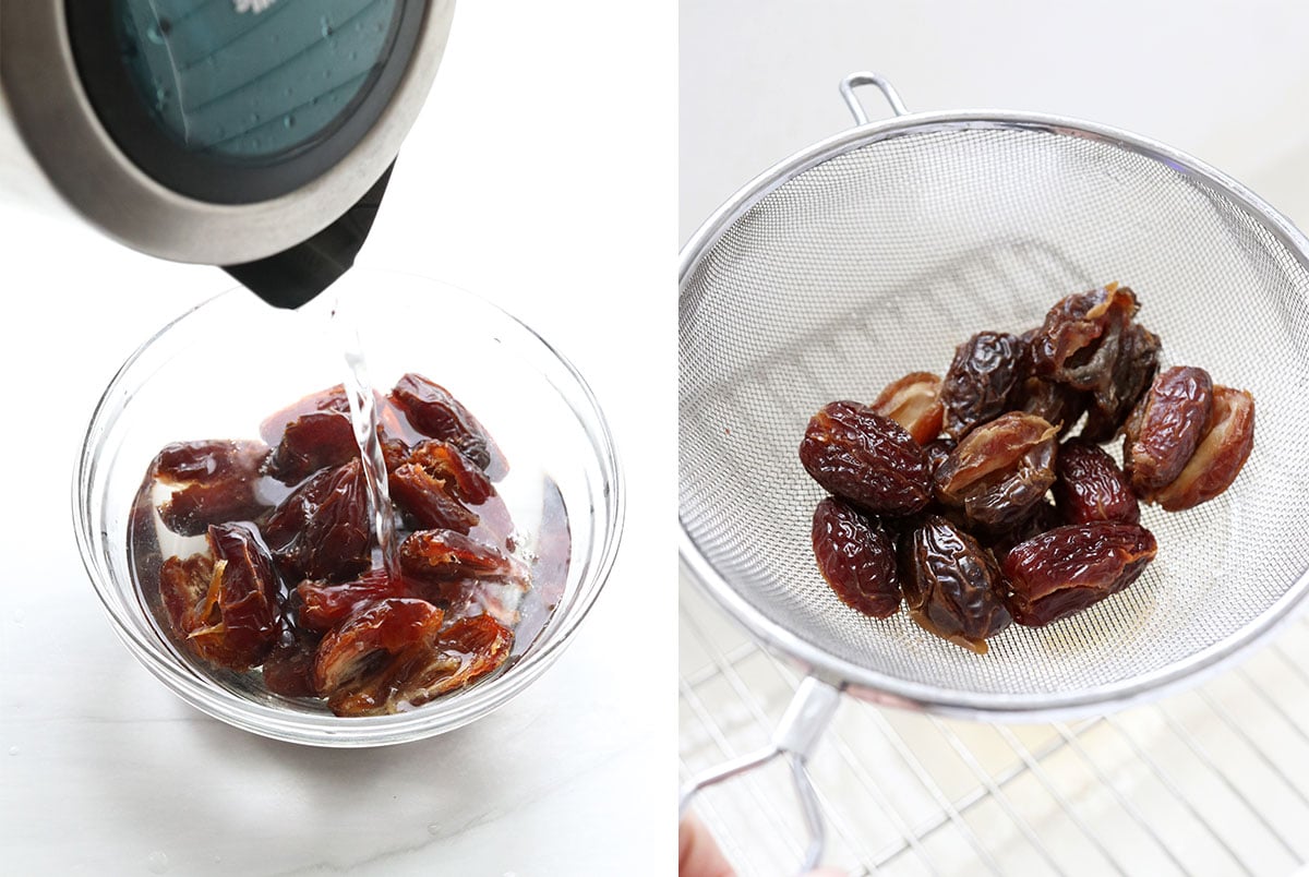 dates covered in boiling water and drained.
