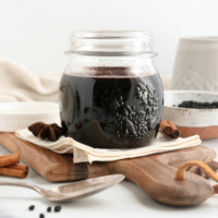 elderberry syrup in glass mason jar