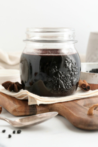elderberry syrup in glass mason jar