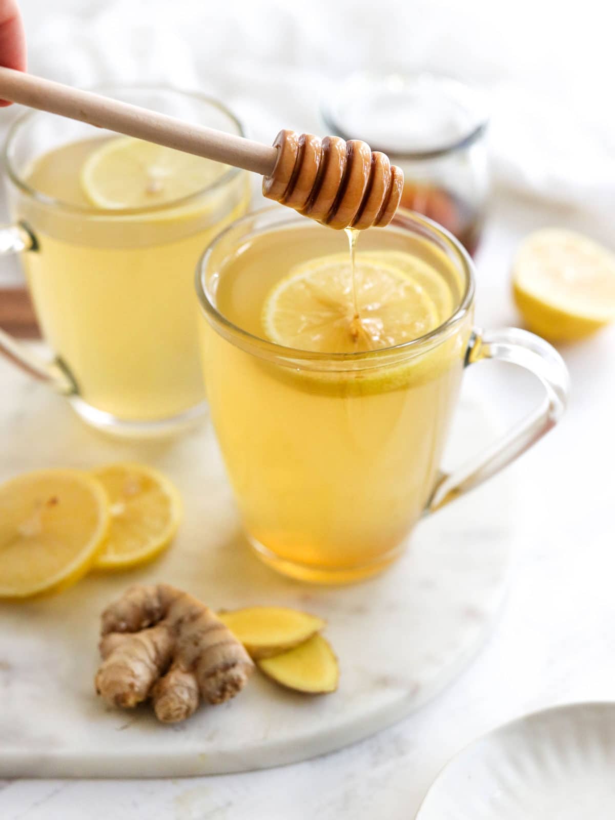 lemon ginger tea with honey added