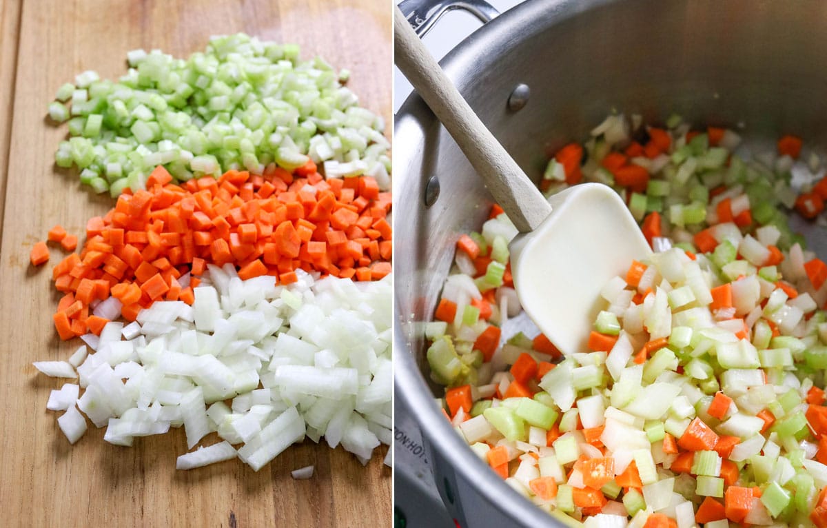 chopped vegetables for soup