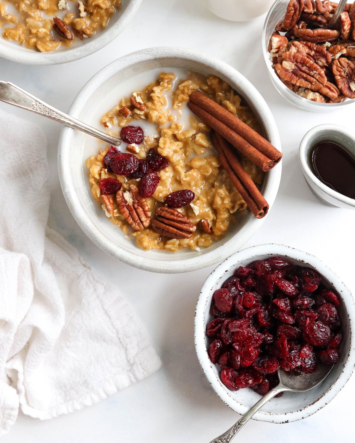 pumpkin oatmeal with toppings added