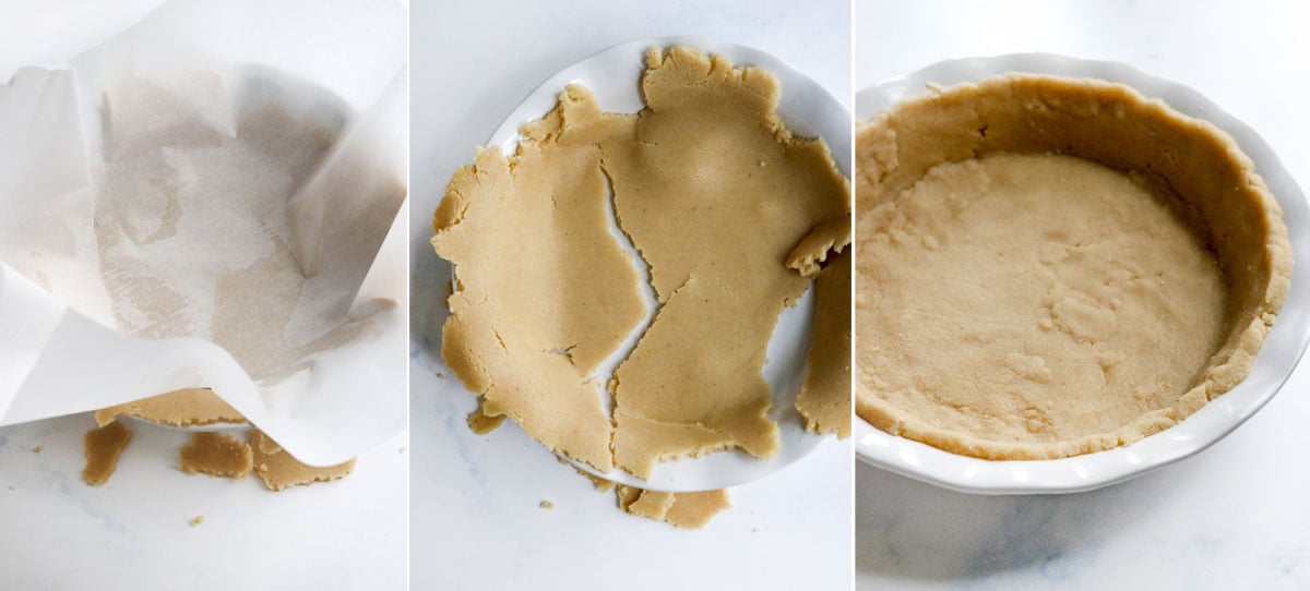 broken pie crust fixed in pan