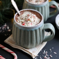 peppermint hot chocolate in two mugs