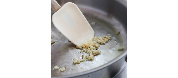 sauteed garlic in pan