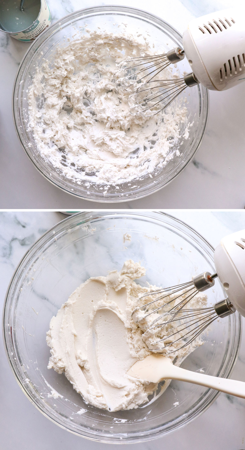 coconut cream whipped with maple syrup until it's smoothed with a spatula.